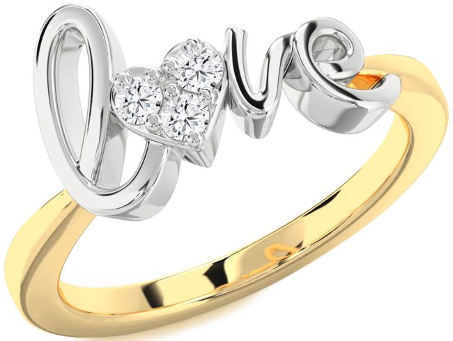 Diamond Platinum & Yellow Gold Heart Promise Ring