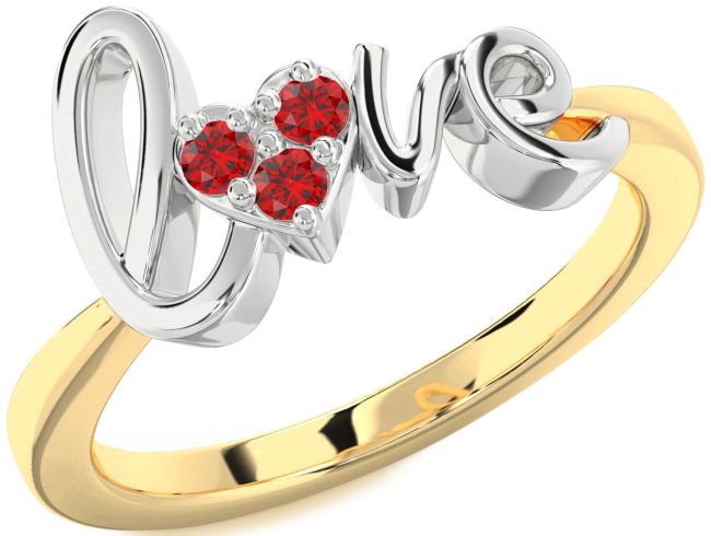 Ruby Gold Silver Heart Promise Ring