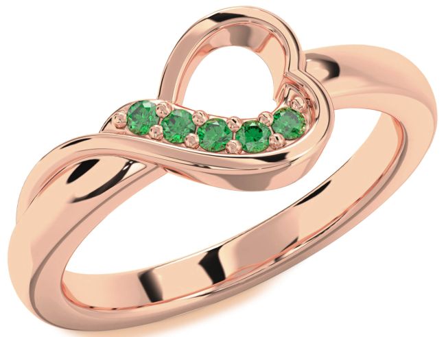 Emerald Rose Gold Heart Ring