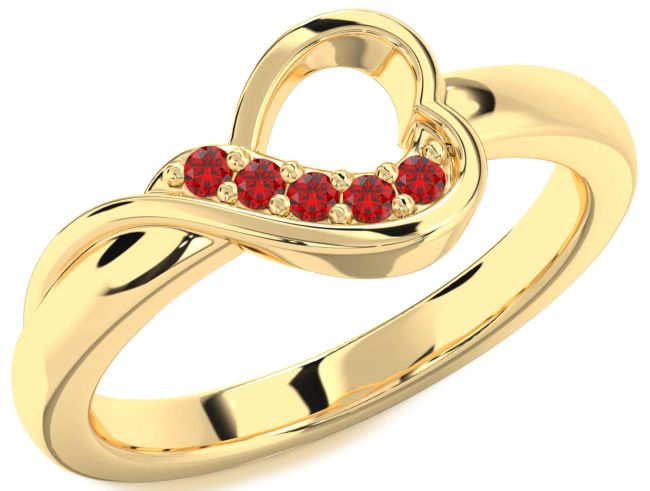 Ruby Gold Heart Ring