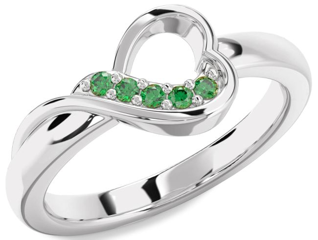 Emerald Platinum Heart Ring