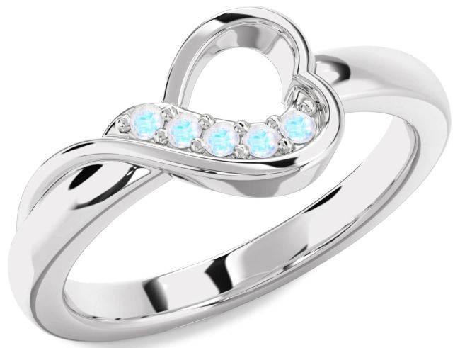 Moonstone Platinum Heart Ring