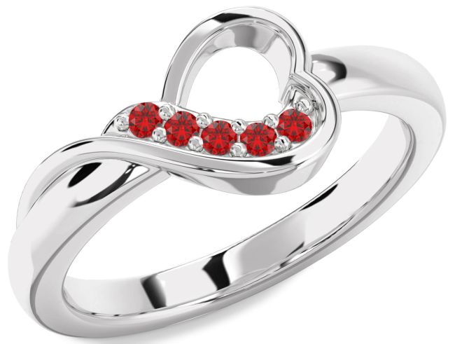 Ruby Platinum Heart Ring