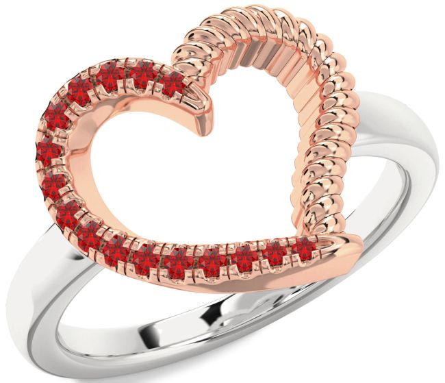 Ruby Platinum & Rose Gold Heart Ring