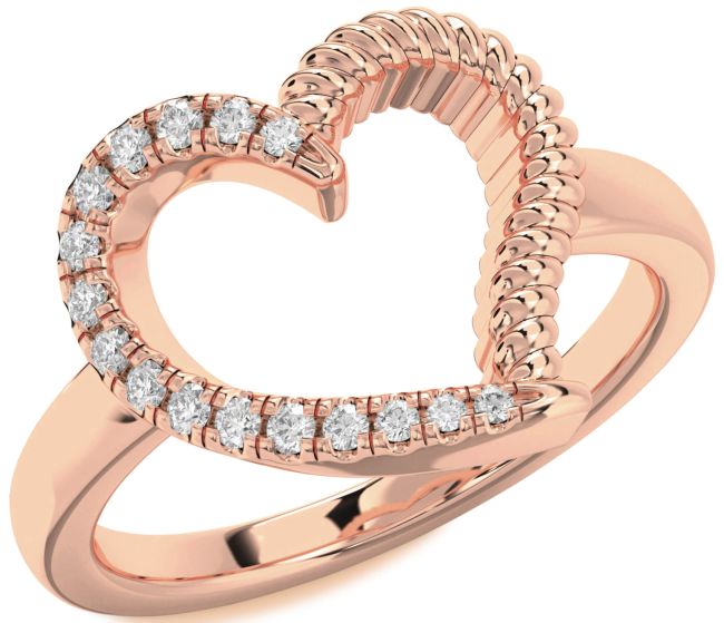 Diamond Rose Gold Heart Ring