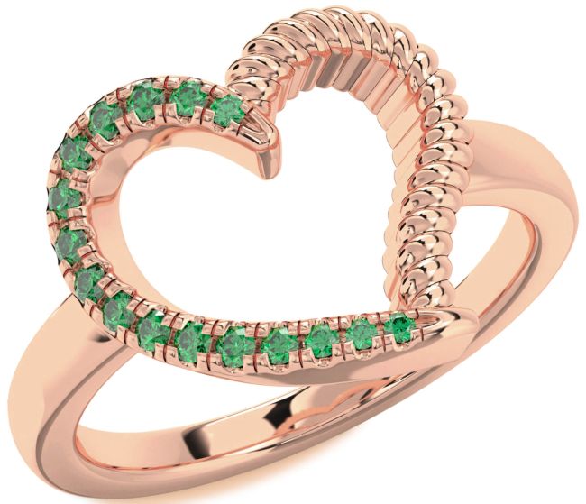 Emerald Rose Gold Heart Ring