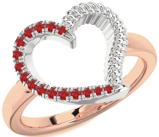 Ruby Rose Gold Silver Heart Ring