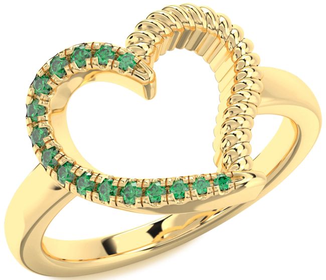 Emerald Gold Heart Ring