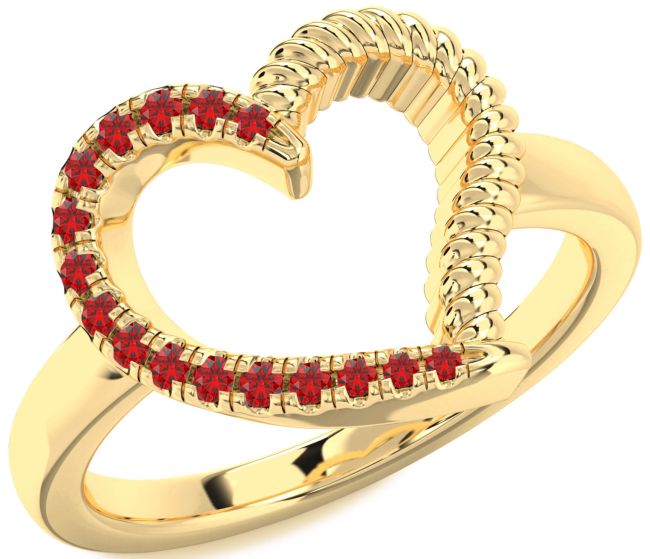 Ruby Gold Heart Ring