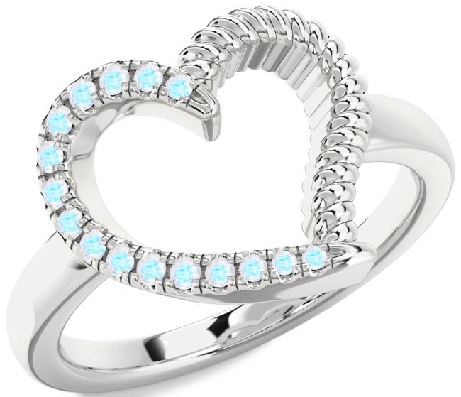 Moonstone Platinum Heart Ring