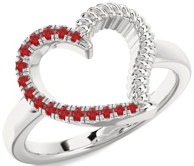Ruby White Gold Heart Ring