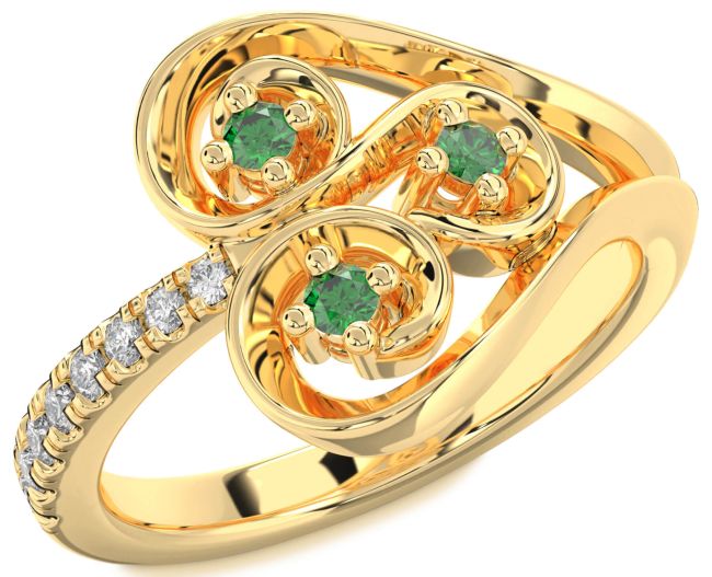 Diamond Emerald Gold Heart Promise Ring