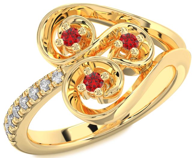 Diamond Ruby Gold Silver Heart Promise Ring