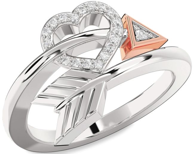Diamond White Rose Gold Heart Ring