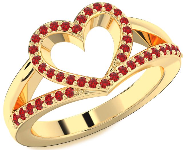 Ruby Gold Heart Ring