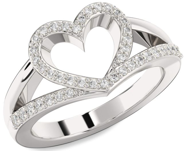 Diamond Silver Heart Ring