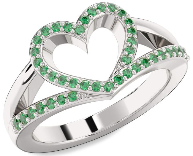Emerald White Gold Heart Ring