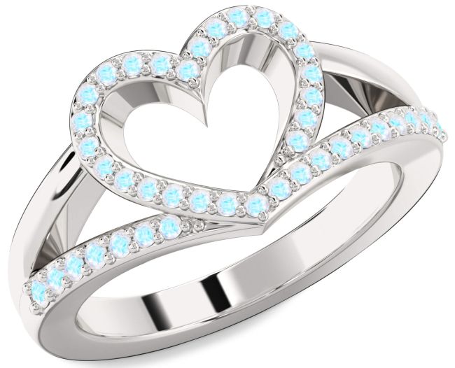 Moonstone Platinum Heart Ring