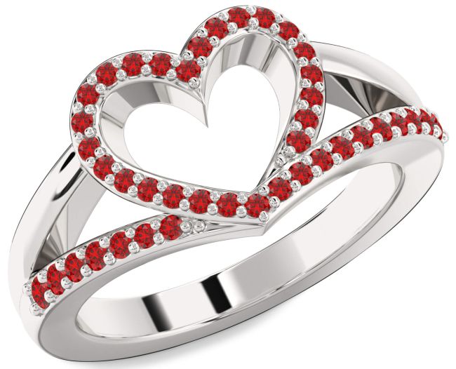 Ruby White Gold Heart Ring