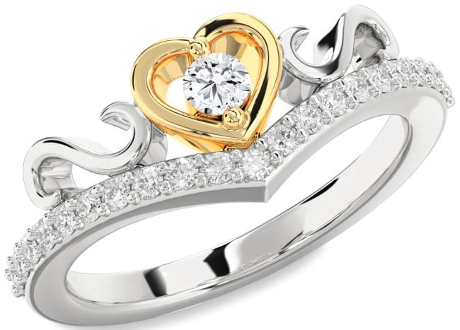 Diamond White Yellow Gold Heart Infinity Pave Promise Ring
