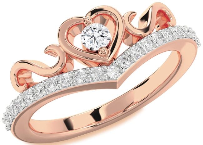 Diamond Rose Gold Silver Heart Infinity Pave Promise Ring