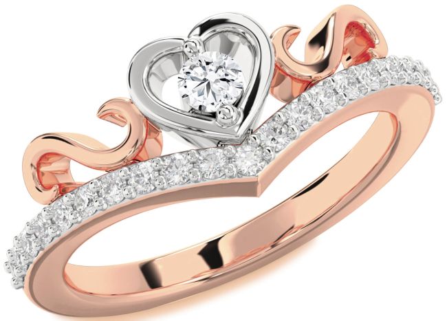 Diamond Rose Gold Silver Heart Infinity Pave Promise Ring