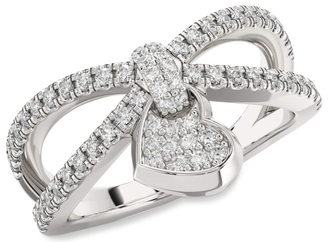 Lab Diamond Silver Heart Lock Ring