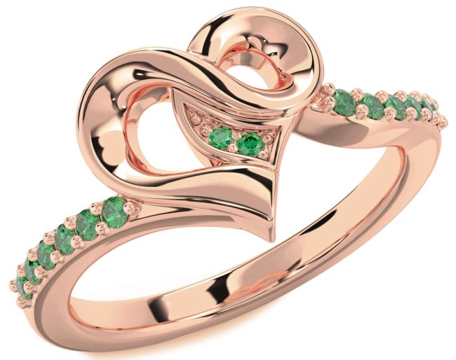 Emerald Rose Gold Heart Ring
