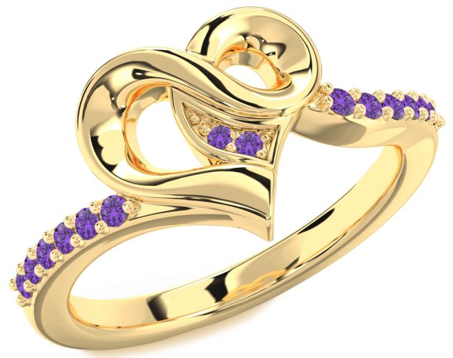 Amethyst Gold Heart Ring