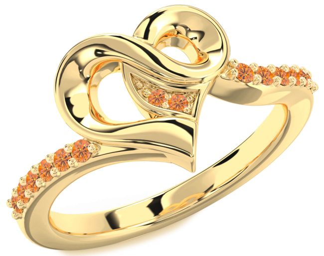 Citrine Gold Heart Ring