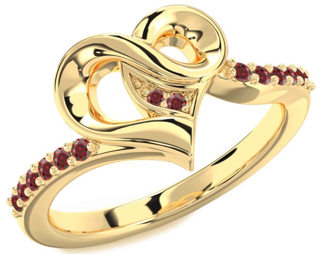 Garnet Gold Heart Ring