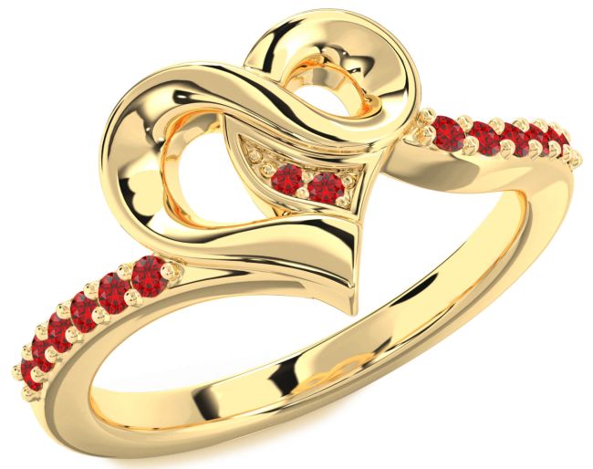 Ruby Gold Heart Ring