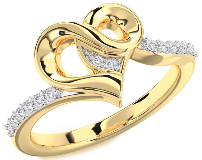 Salt & Pepper Diamond Gold Heart Ring