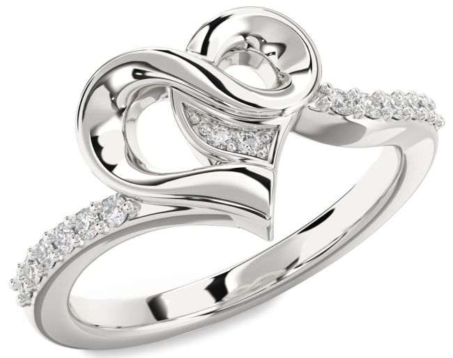 Lab Diamond Platinum Heart Ring