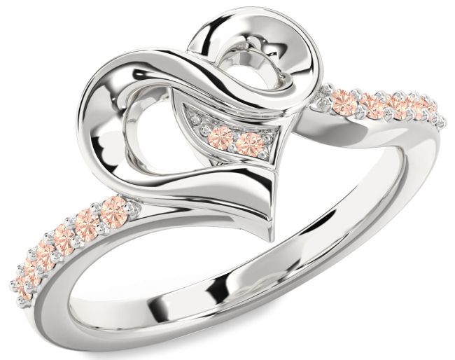 Morganite Platinum Heart Ring