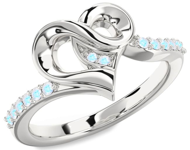 Moonstone Platinum Heart Ring
