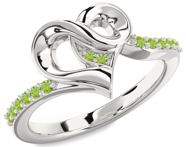 Peridot Platinum Heart Ring