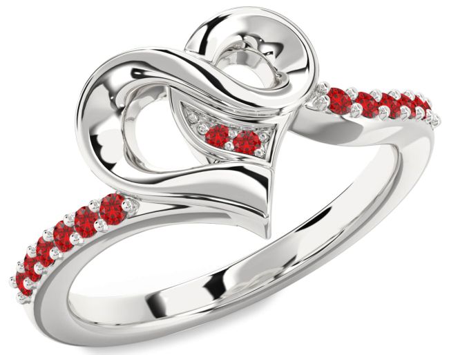 Ruby Platinum Heart Ring