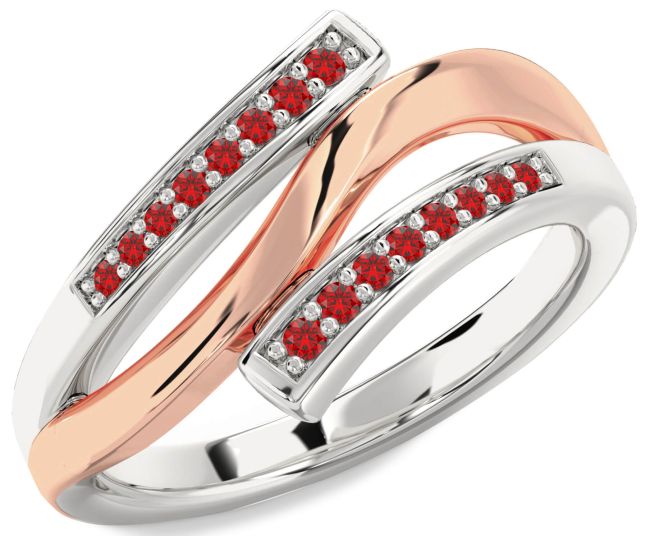 Ruby Silver & 10K Rose Gold Round Ring