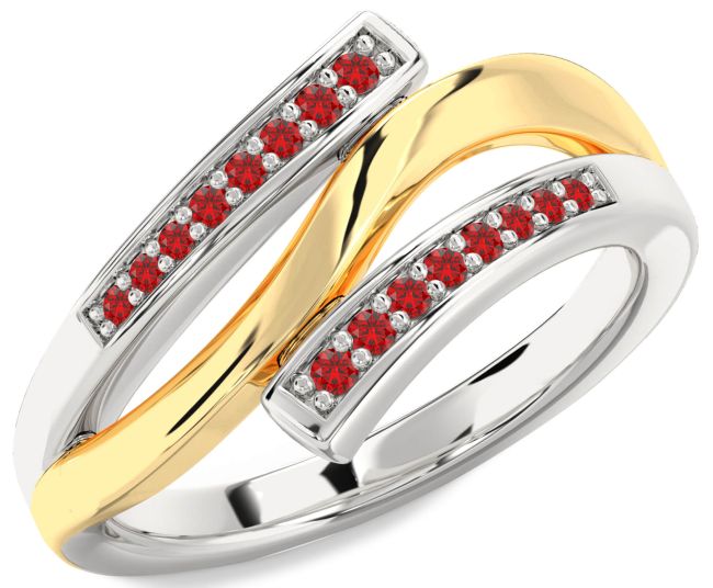 Ruby White Yellow Gold Round Ring