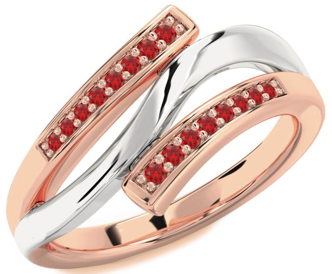Ruby White Rose Gold Round Ring