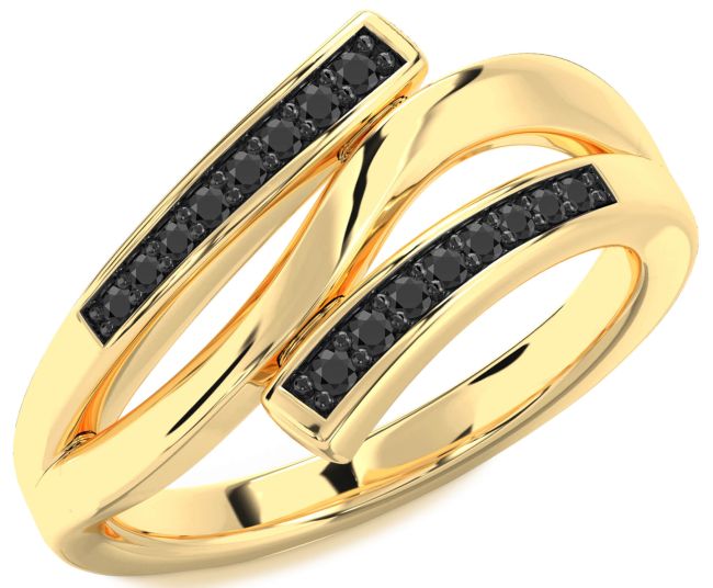 Black Onyx Gold Silver Round Ring
