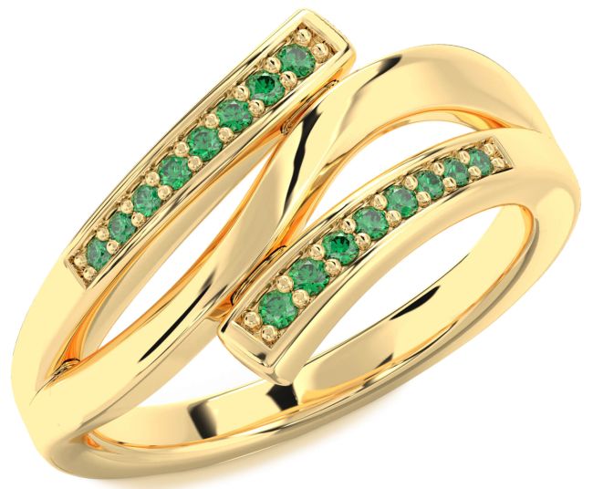 Emerald Gold Silver Round Ring