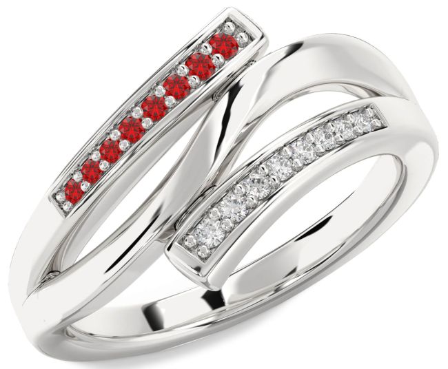 Diamond & Ruby Platinum Round Ring