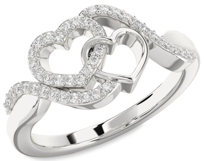Diamond Silver Heart Ring