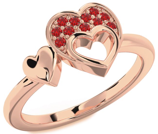 Ruby Rose Gold Heart Ring