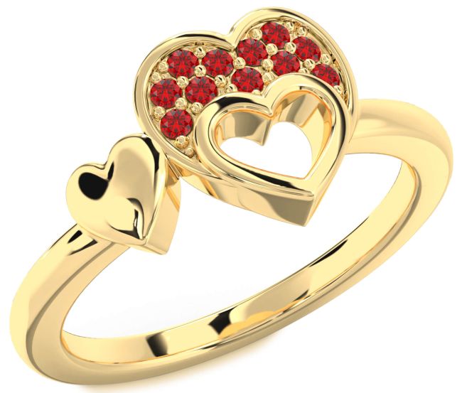 Ruby Gold Heart Ring