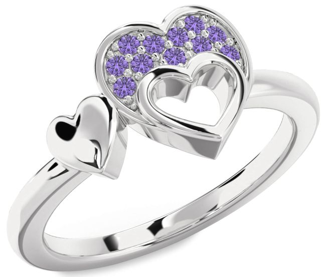 Alexandrite Platinum Heart Ring