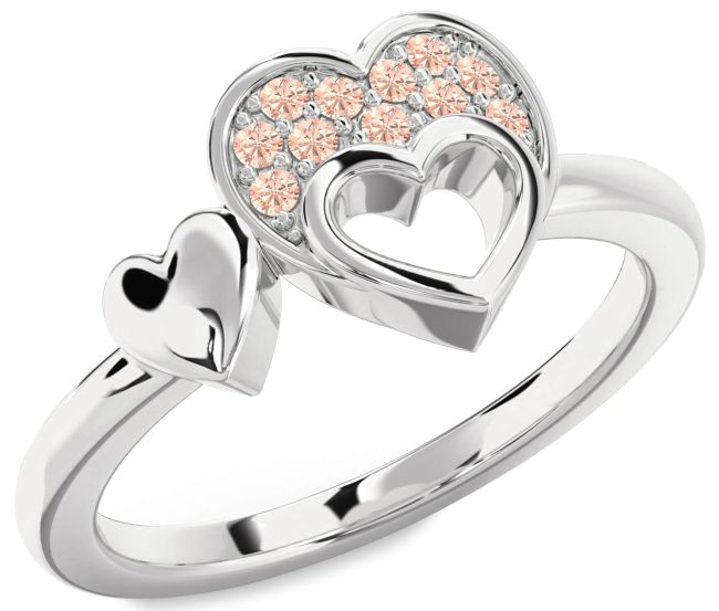 Morganite Platinum Heart Ring