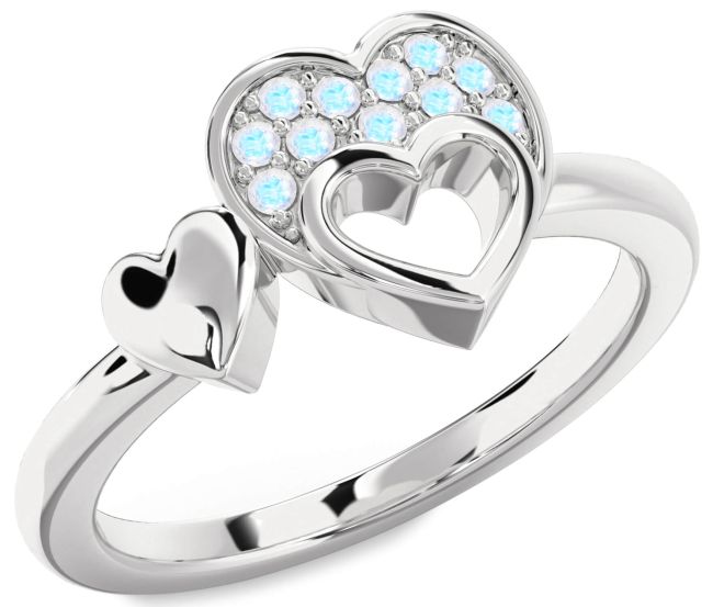 Moonstone Platinum Heart Ring